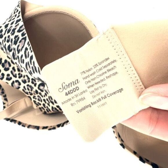 NWT Soma Vanishing Back Smooth Full Coverage Bra, Divine Leopard 44DDD - Picture 6 of 8